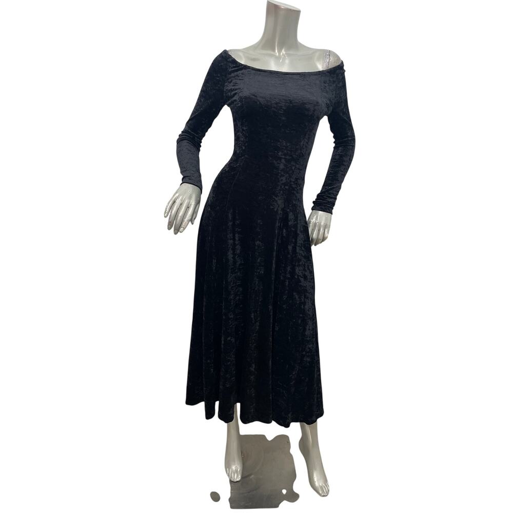 Bonnie Strauss Vintage 90s crushed velvet fit & flare dress dark brown  Size S